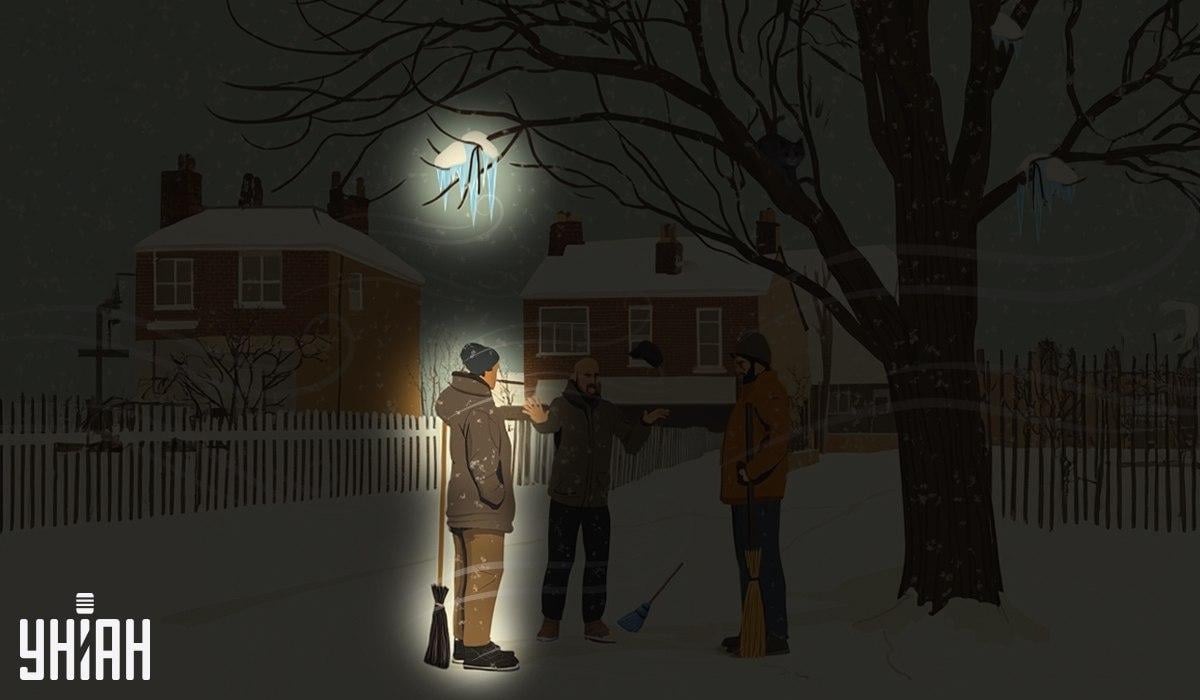 En av vaktmesterne sto under istappene som hang på treet / Moje collage